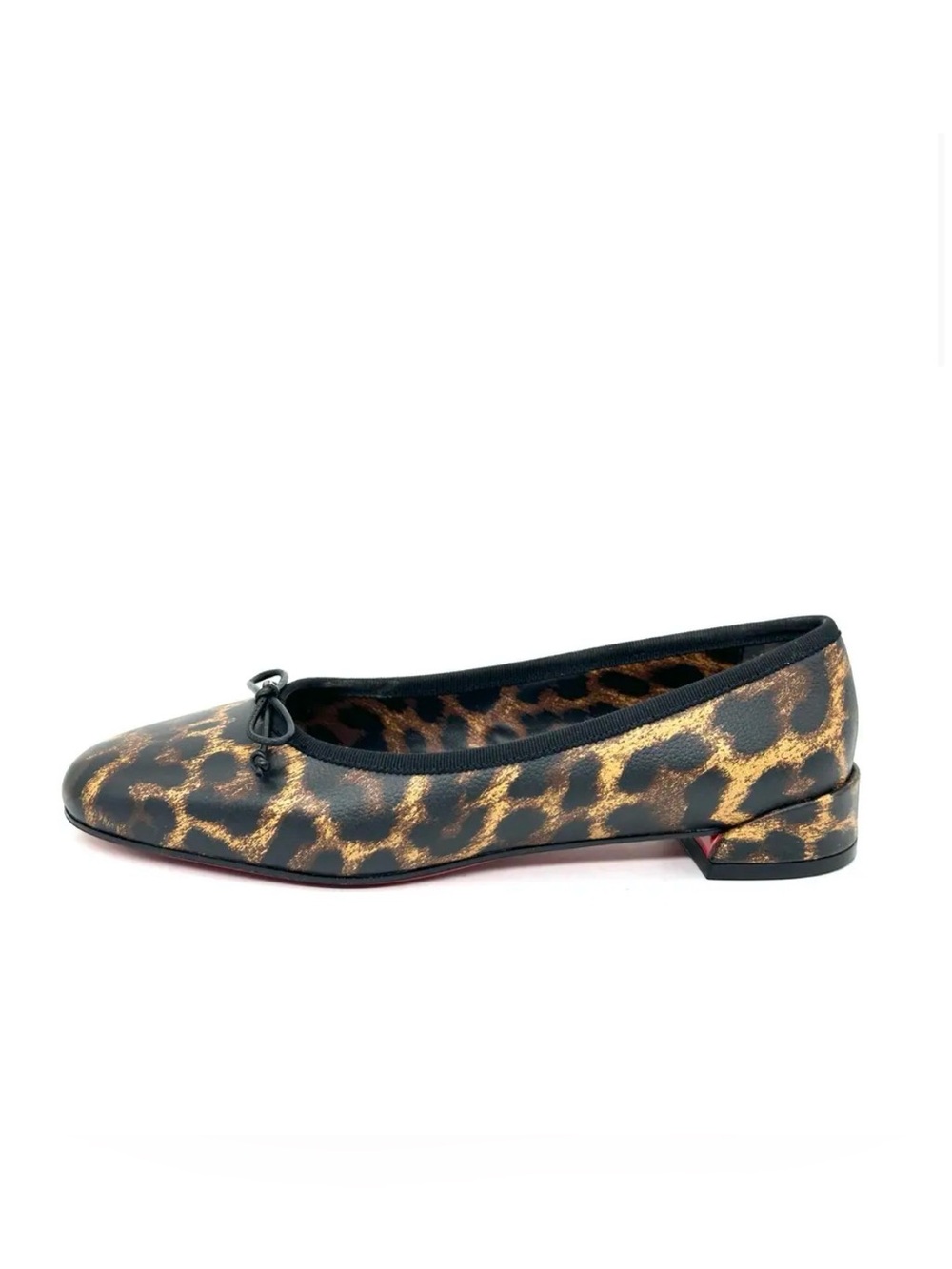 Christian Louboutin Leather Leopard Print Ballet Flat